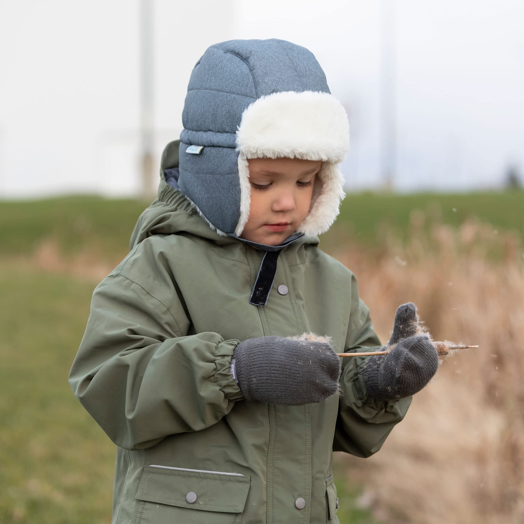 JAN & JUL Toasty-Dry Trapper Hat for Baby and Kids (Heather Grey, S)