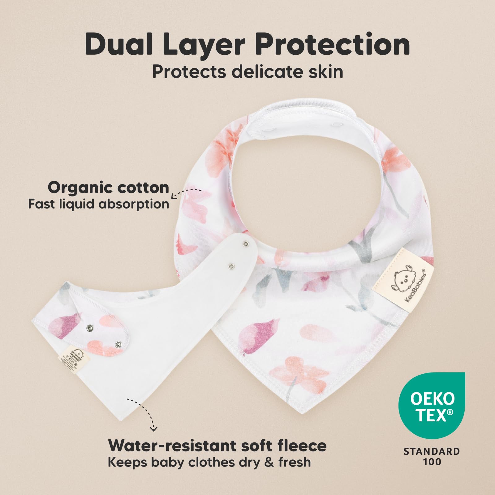 KeaBabies 8pk Organic Baby Bandana Bibs for Drooling and Teething (Bloom)
