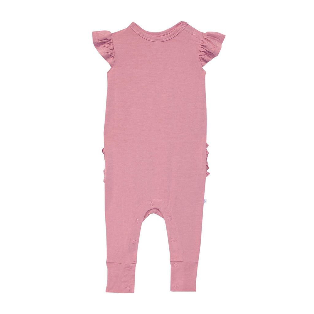 Posh Peanut Baby Girl Pajamas – Ruffled Cap Sleeve Romper PJs – Soft Viscose from Bamboo One-Piece for Babies & Toddlers (2 Years) Dusty Rose