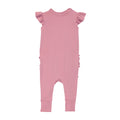 Posh Peanut Baby Girl Pajamas – Ruffled Cap Sleeve Romper PJs – Soft Viscose from Bamboo One-Piece for Babies & Toddlers (2 Years) Dusty Rose