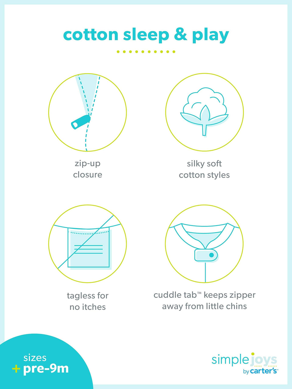Simple Joys by Carter's Baby 2-way Zip Cotton Footed Sleep and Play