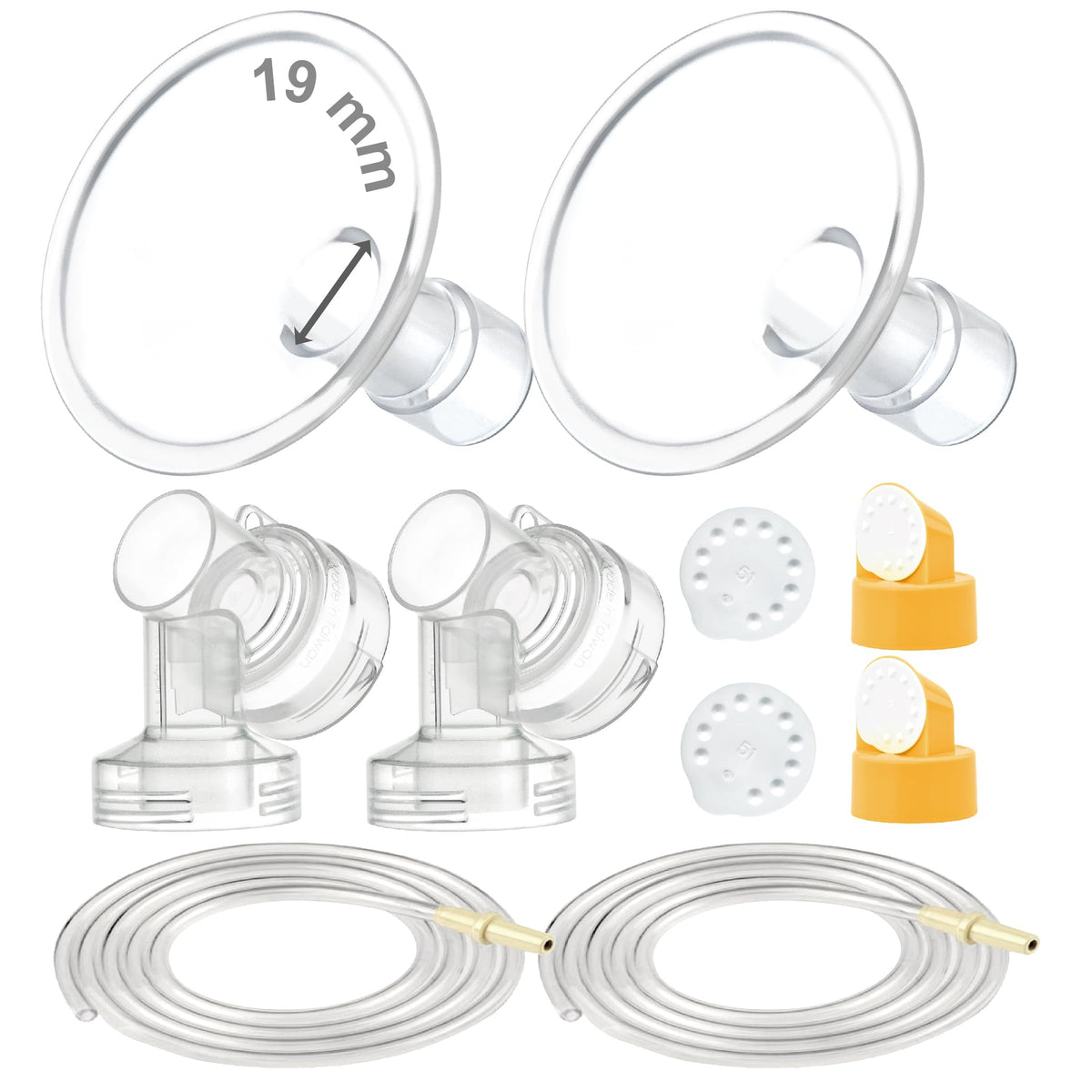 Maymom Breast Pump Kit Compatible with Medela Pump in Style Advanced Pump; 2xTwo-Piece 17mm Breastshield, 2 Valve, 4 Membrane, 2 Replacement Tubing; Replacement Part for Medela Shield, Valve