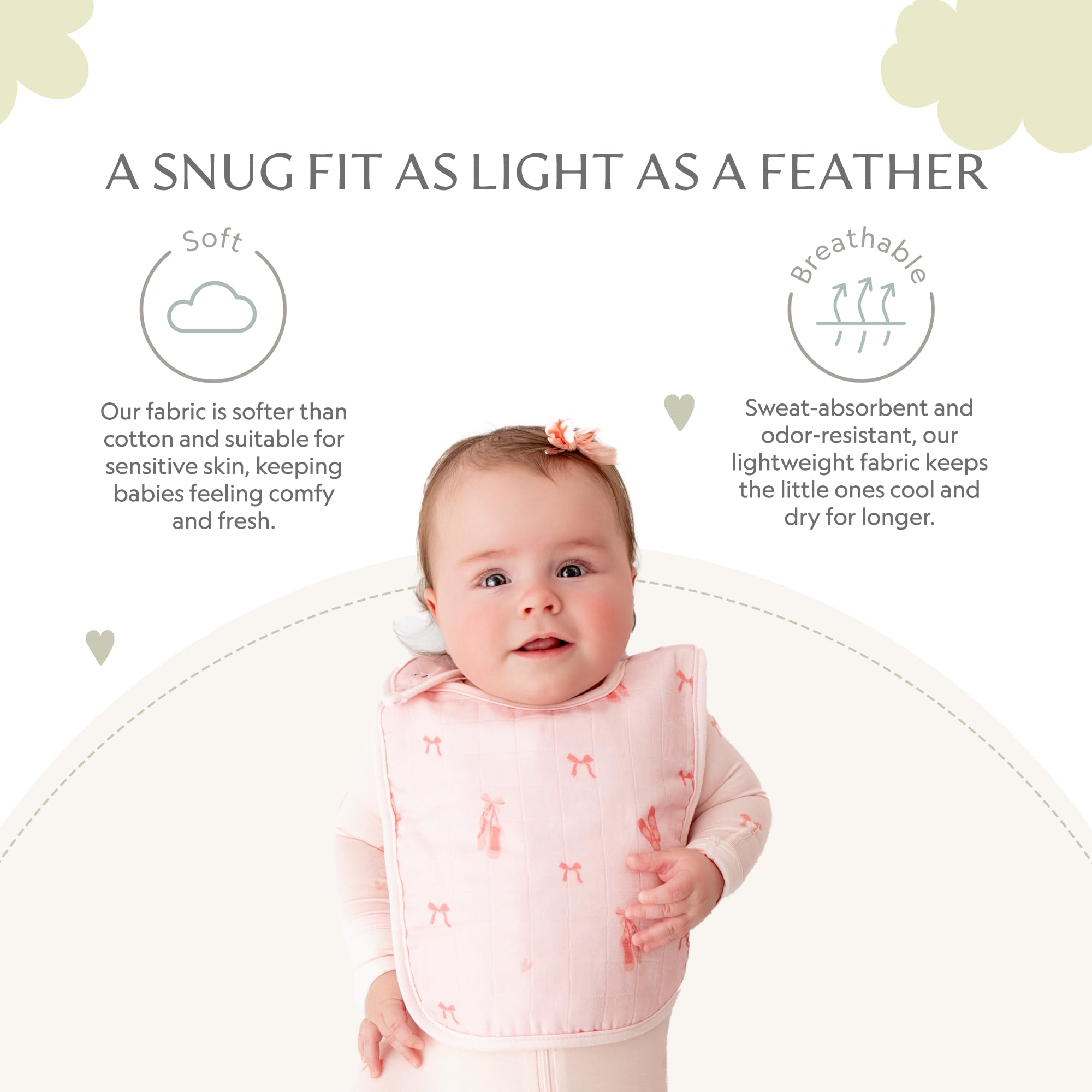Bamboo Little Soft Baby Footie Pajamas, Baby Clothes, Newborn Sleepers, 95% Viscose and 5% Spandex, Ballerina, 0-3 Months