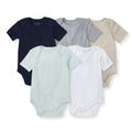 Burt's Bees Baby Unisex Bodysuits, Short Sleeve Organic Sleepwear, 5-Pack