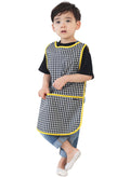 Plie Kids Painting Apron – Waterproof Art Smock for Toddlers & Preschoolers, Messy Play, Baking, Crafts, Cooking, Sensory Activities, Mealtime (Ages 1–10), Black Check (33-XL)
