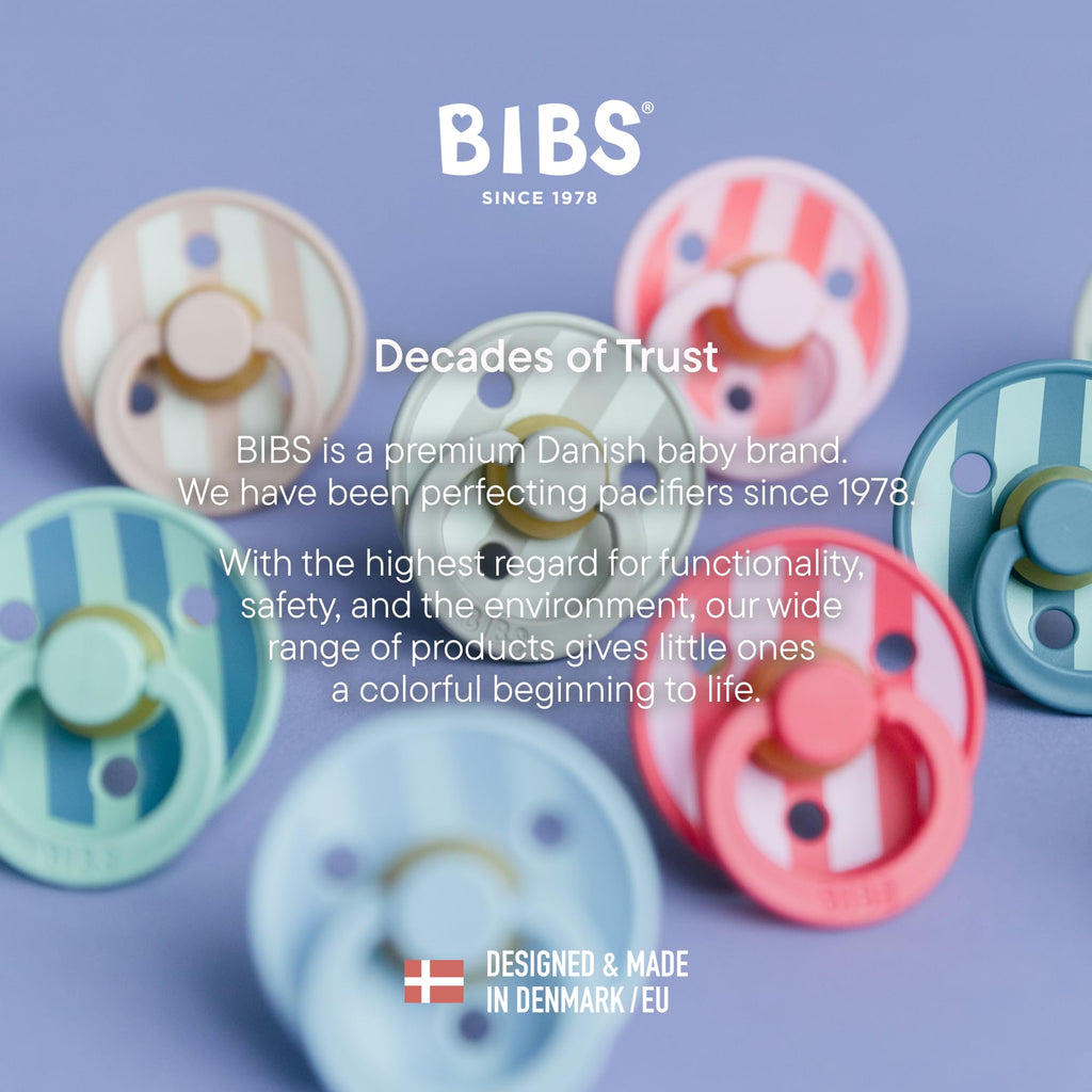 BIBS Colour Pacifier, 0-6 Months, 2-Pack, Round Nipple, Block Sand