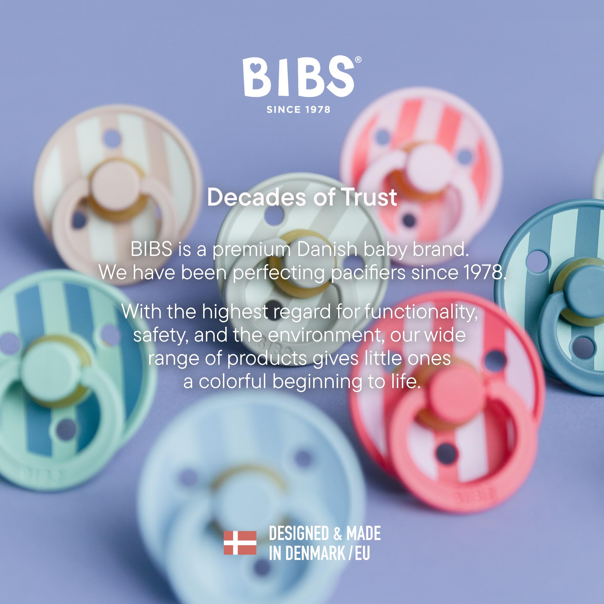 BIBS Colour Pacifier, 0-6 Months, 2-Pack, Round Nipple, Block Sand