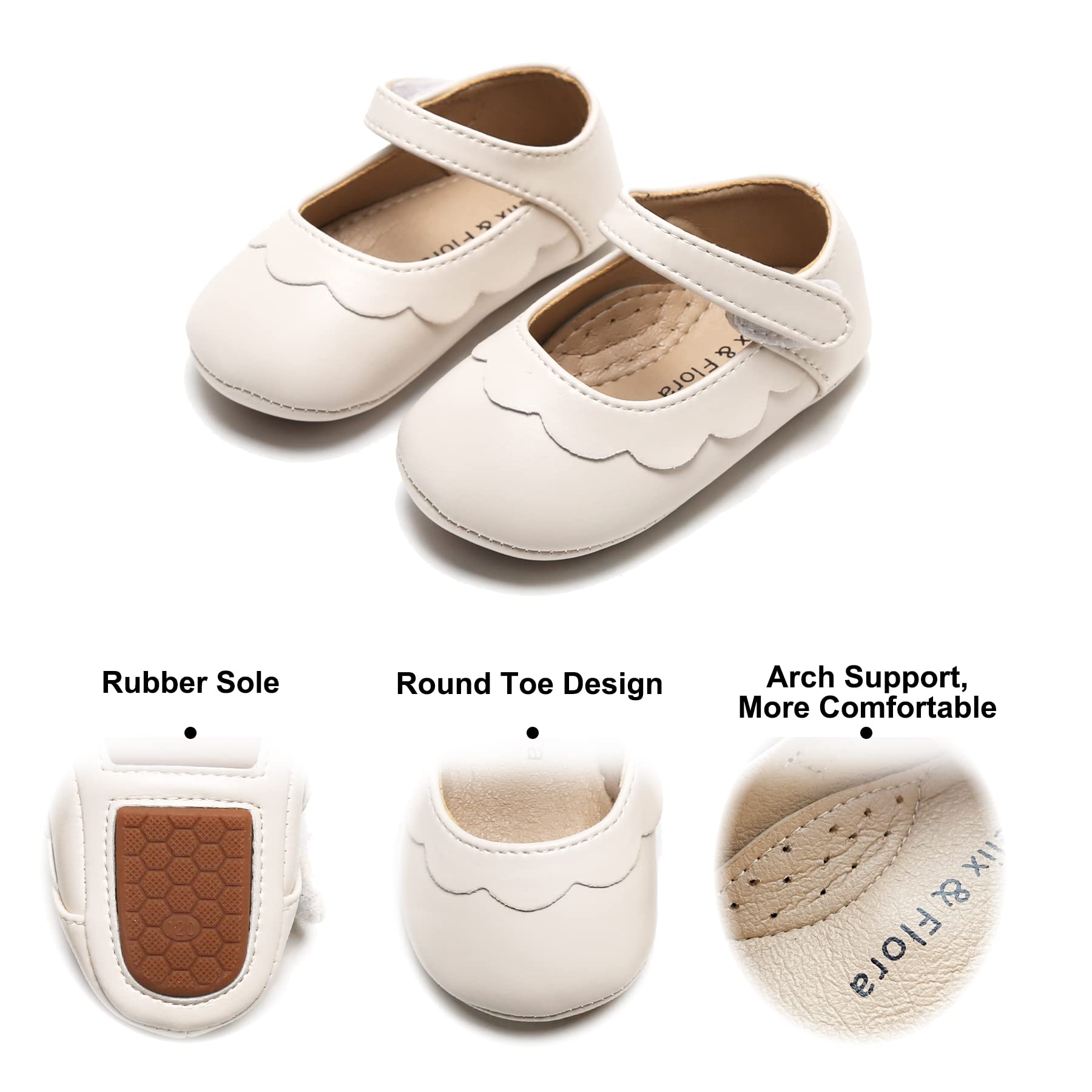 Felix & Flora Soft Sole Beige Baby Shoes - Infant Baby Walking Moccasinss Rubber Sole Crib Shoes(Beige,18-24 Months)