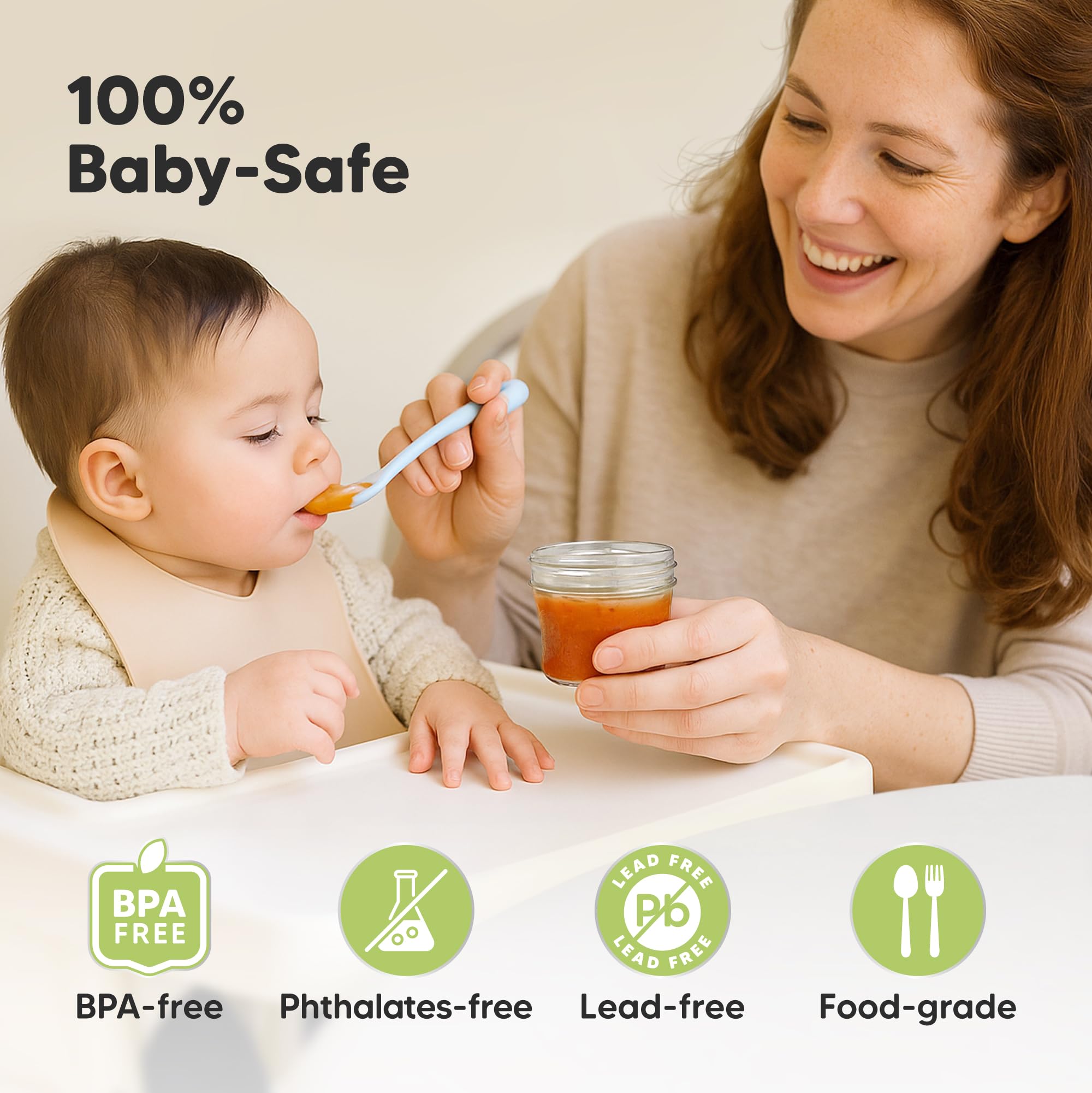 KeaBabies 12pk 4oz Glass Baby Food Containers with Lids, Leak-Proof (Nord)