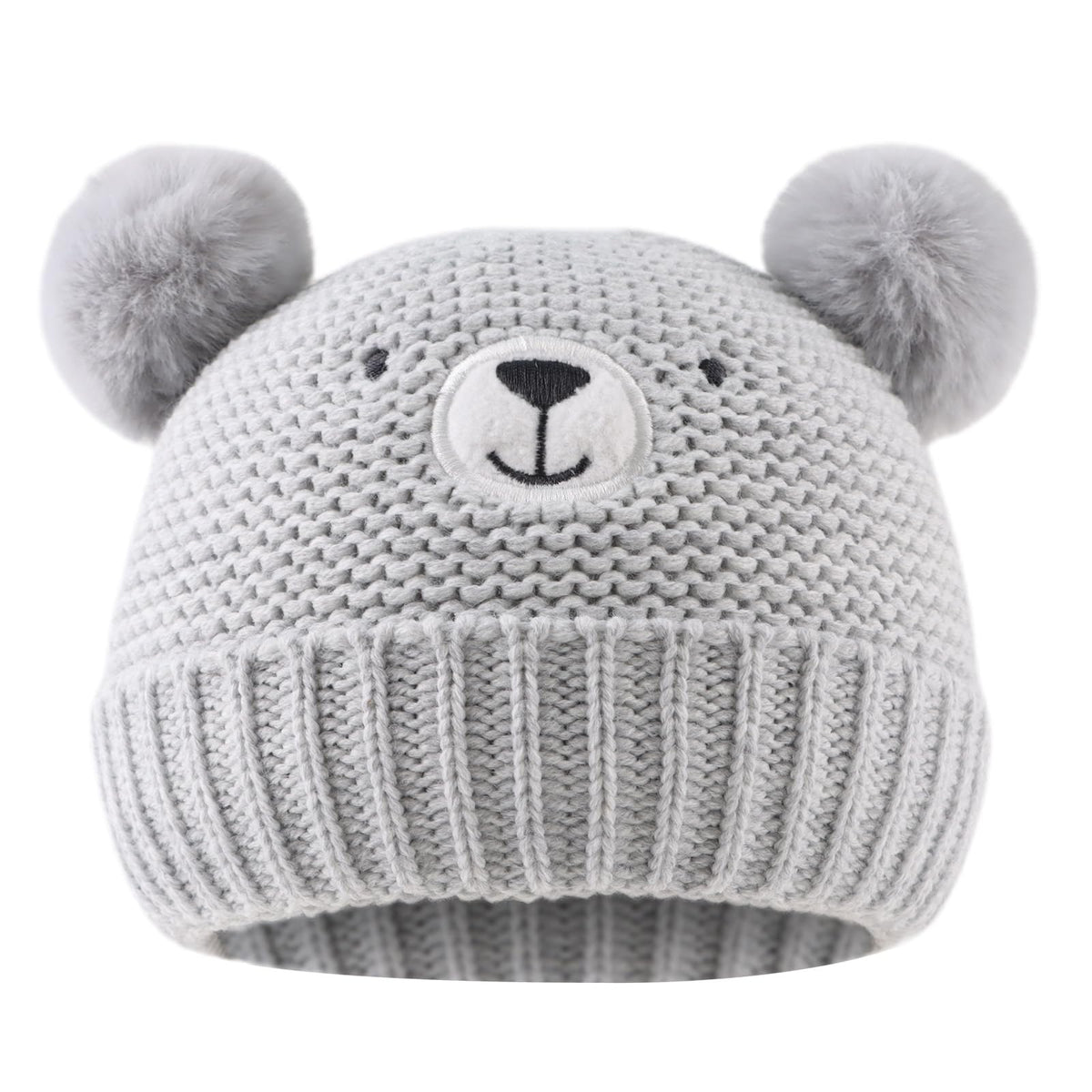 JANGANNSA Cute Bear Baby Beanie Pompom Baby Boy Hat Winter Knit Beanie Girl