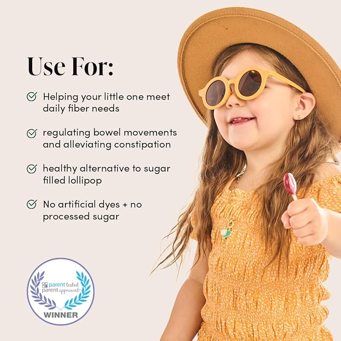 Kids Prebiotic Fiber Lollipops by Beekeeper's Naturals - Doctor Formulated Fiber Supplement, Supports Digestive Regularity, 3g of Fiber & Honey, Raspberry Blast & Sweet Cherry Variety Pack, 15 ct