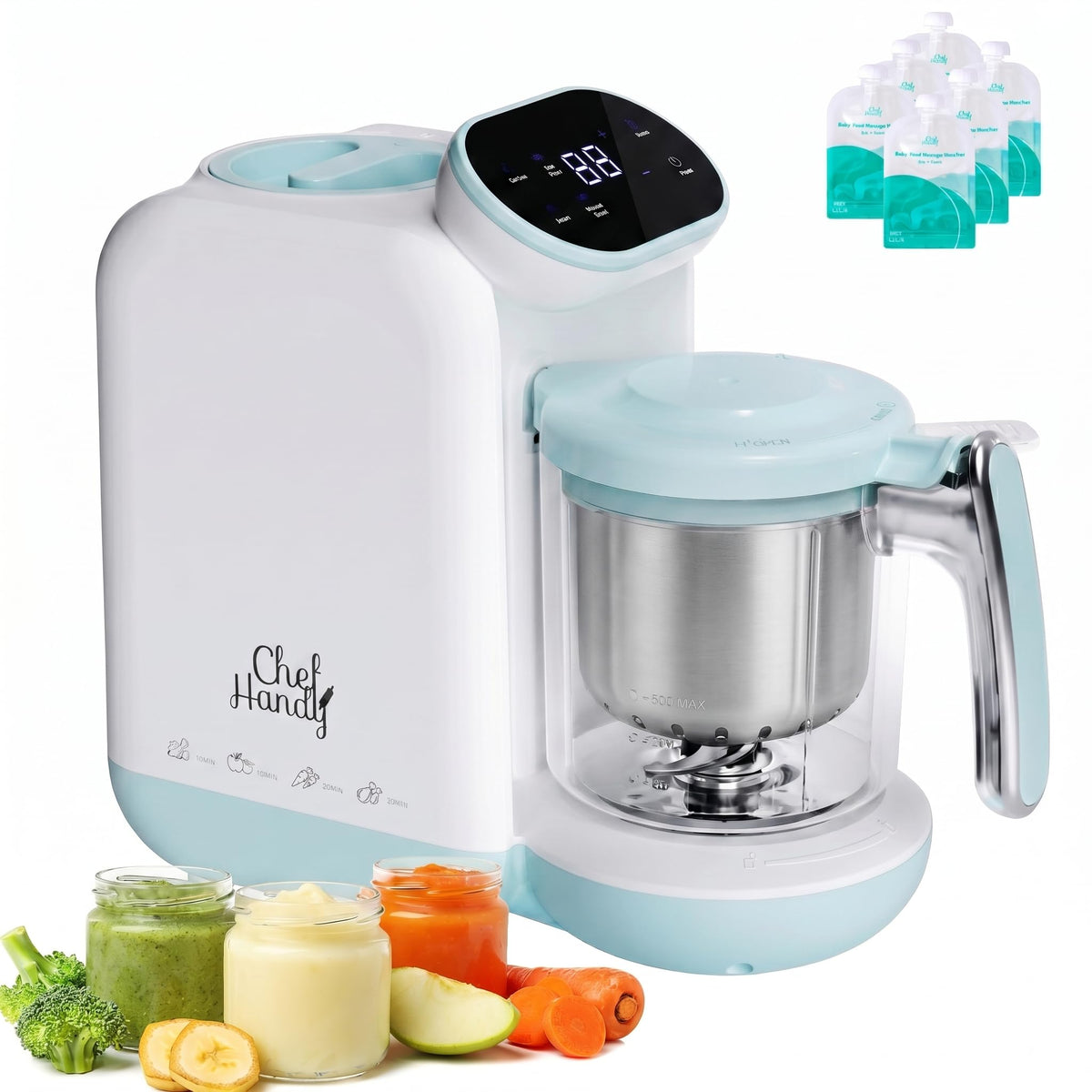 Baby Food Maker with Stainless Steel Steam Basket, One-Step Steam & Blend