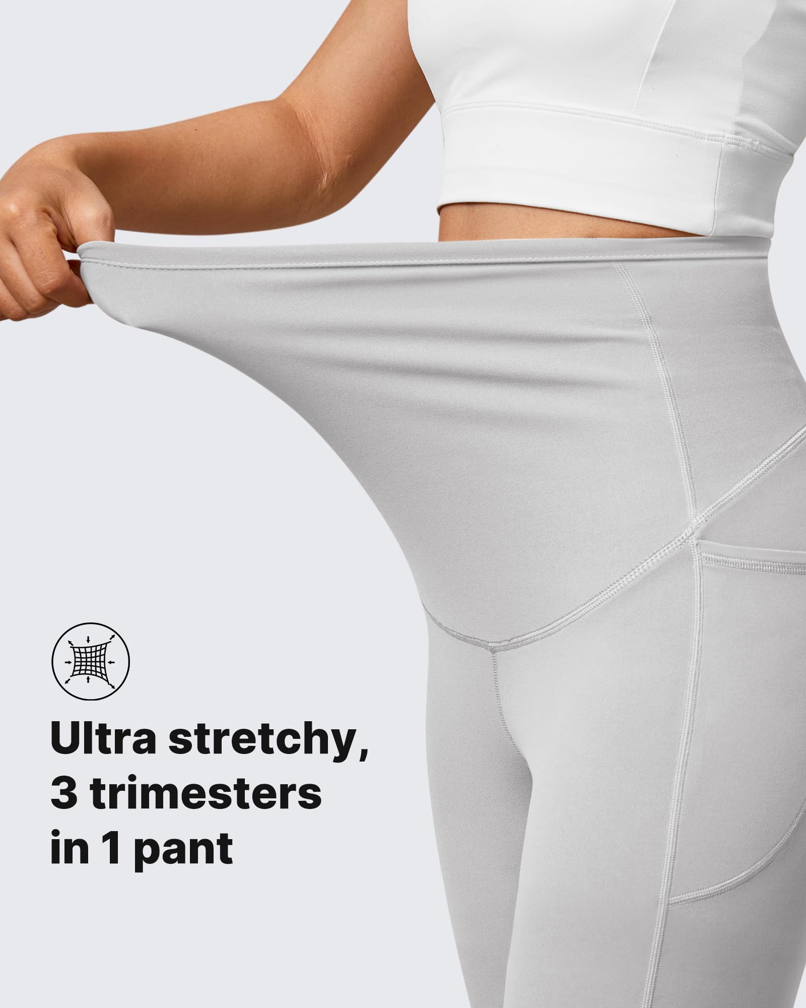 G4Free Maternity Clothes Pregnancy Flare Legging for Yoga,Light Gray,M,Tall
