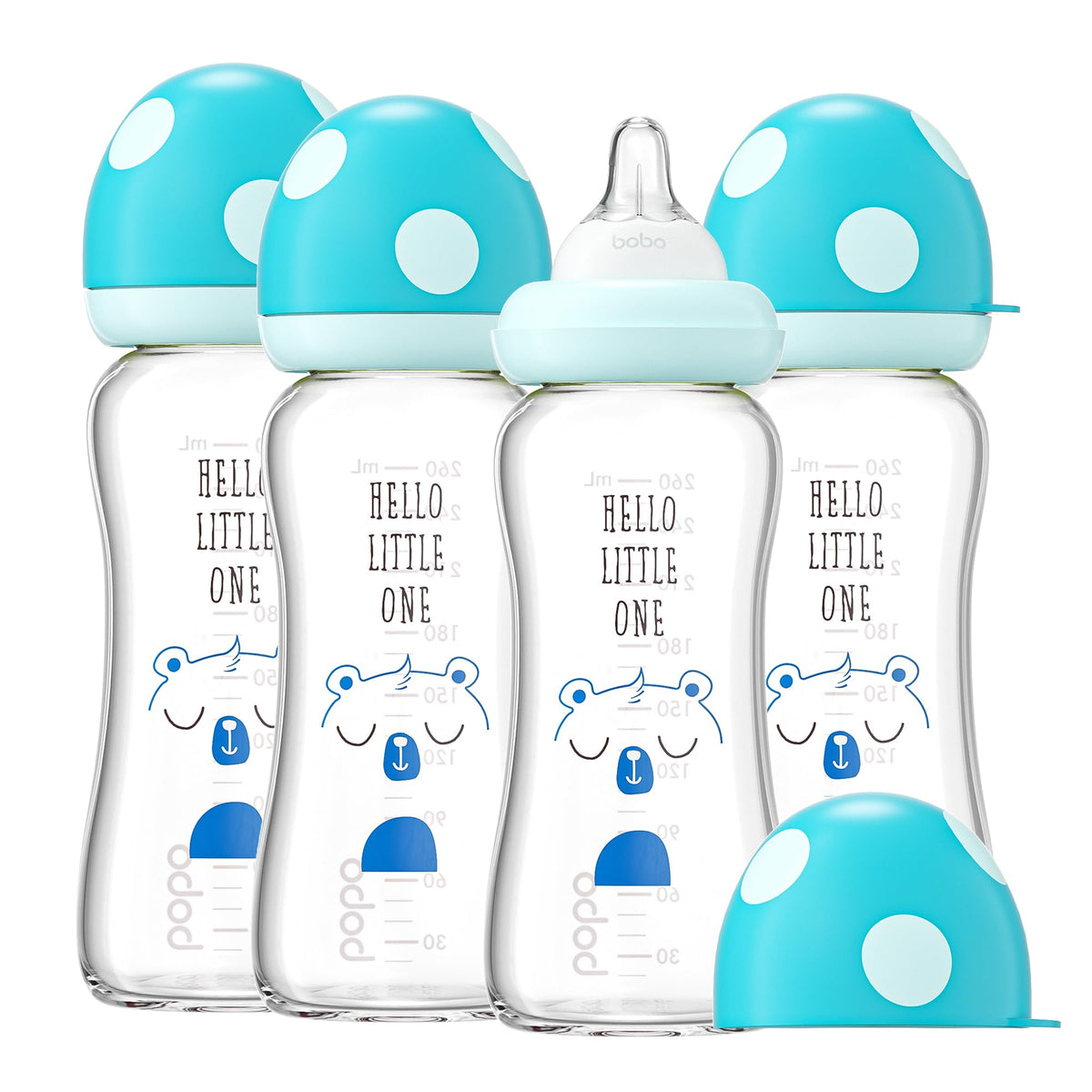 YOHKOH Natural Glass Baby Bottles, 8.8oz Red-A 4‑Pack