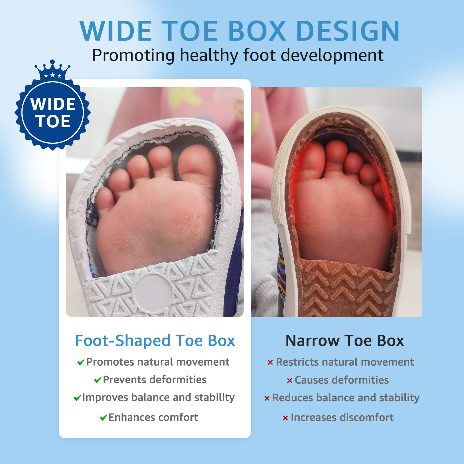 STQ KIDS Toddler Wide Toe Box Barefoot Shoes Boys Zero Drop Navy Red Size 4