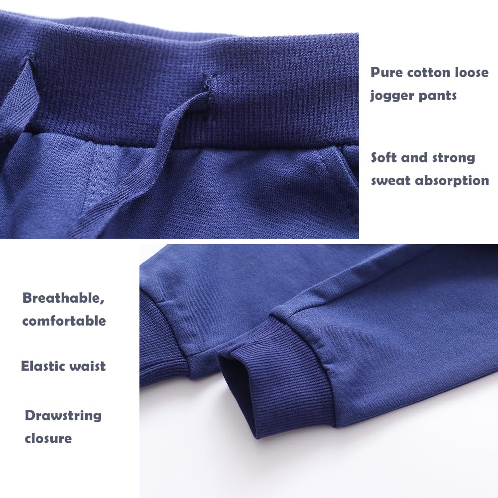 Boys Pants, Toddler 3 Pack Drawstring Elastic Sweatpants Active Joggers,2T