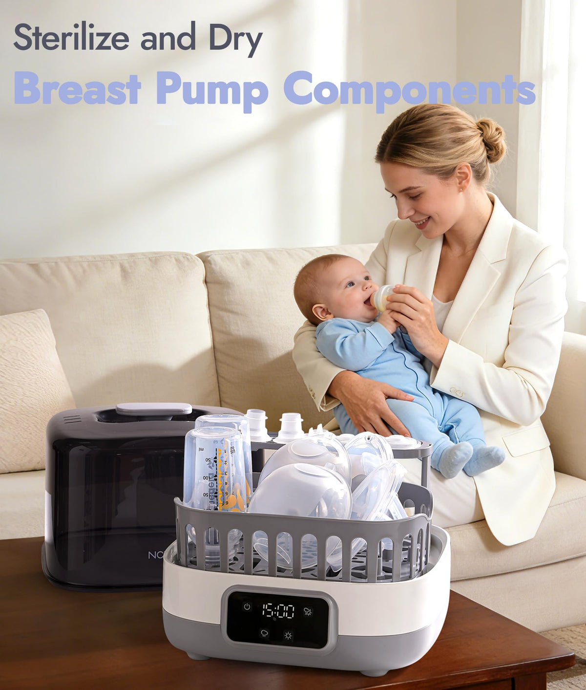 NCVI Baby Bottle Sterilizer and Dryer, 20-Minute Cycle, Up to 8 Bottles