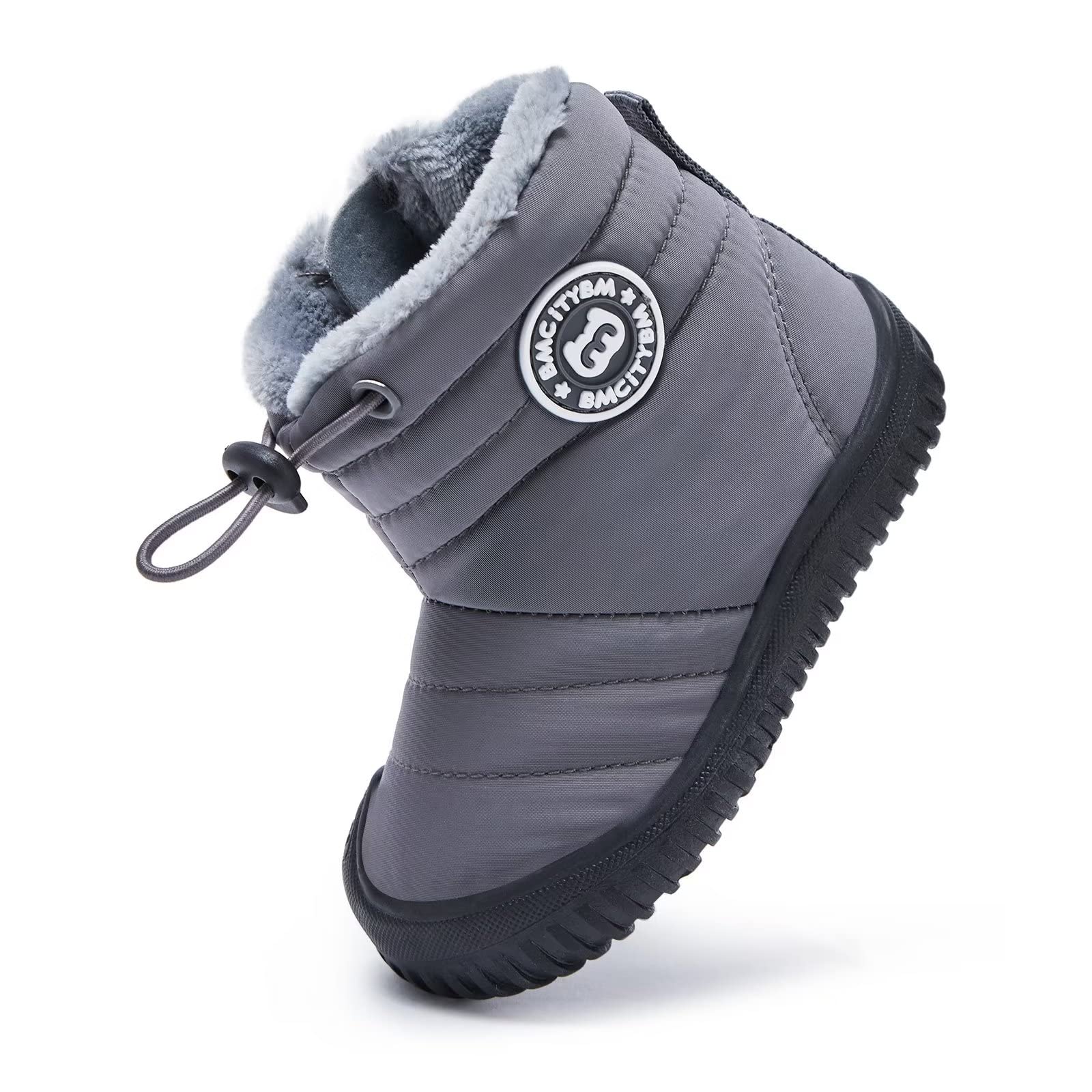 BMCiTYBM Baby Snow Boots Boys Girls Winter Infant Shoes Non Slip 6 9 12 18 24 Months Faux Fur Grey Size 6-12 Months Infant