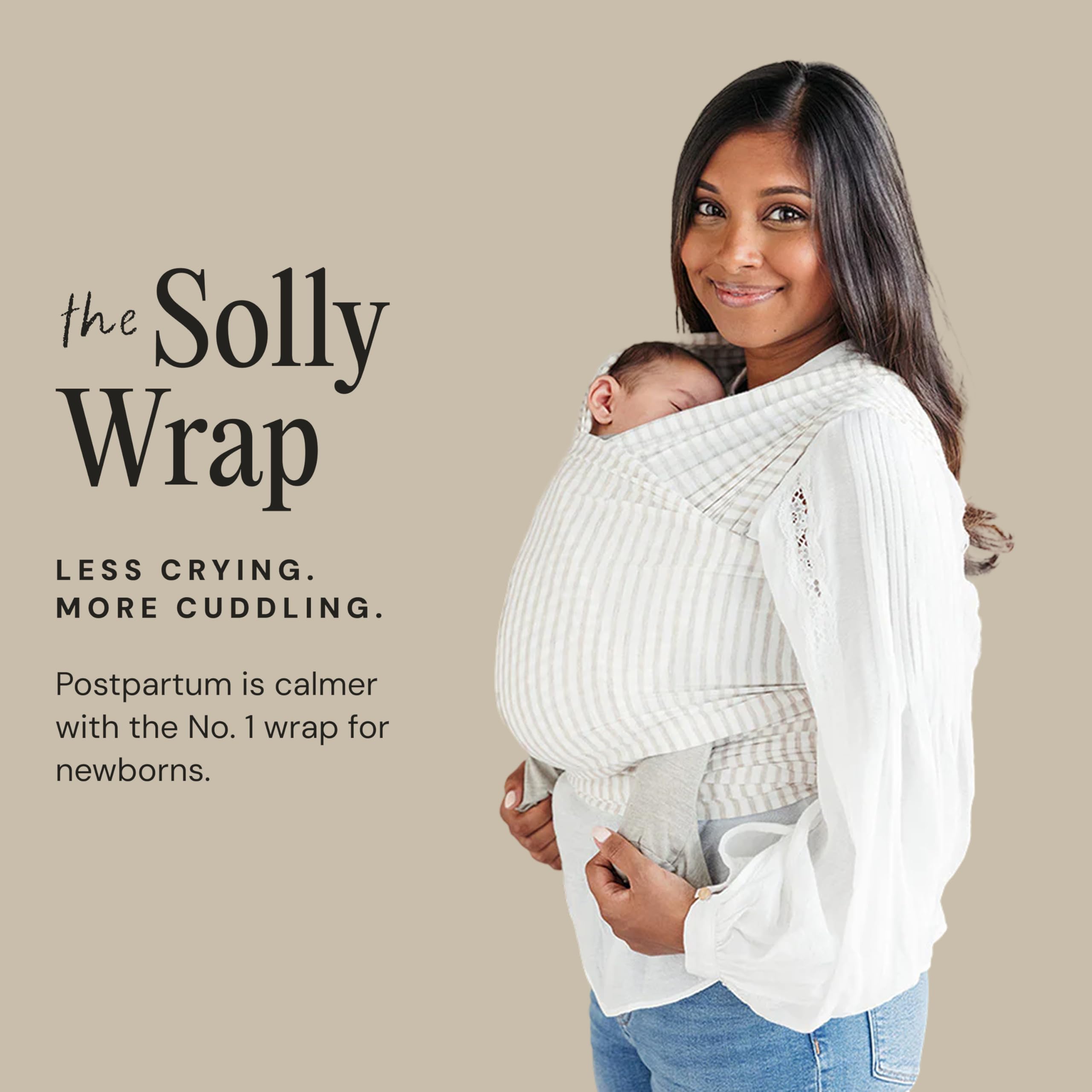 Solly Baby Wrap, Buttery-Soft Baby Carrier Newborn to Toddler 8-25 Lbs., Lightweight & Hands-Free Infant Wrap, Breathable Summer Carrier, Baby Wearing & Postpartum Essential, New Mom Gift, Coastal