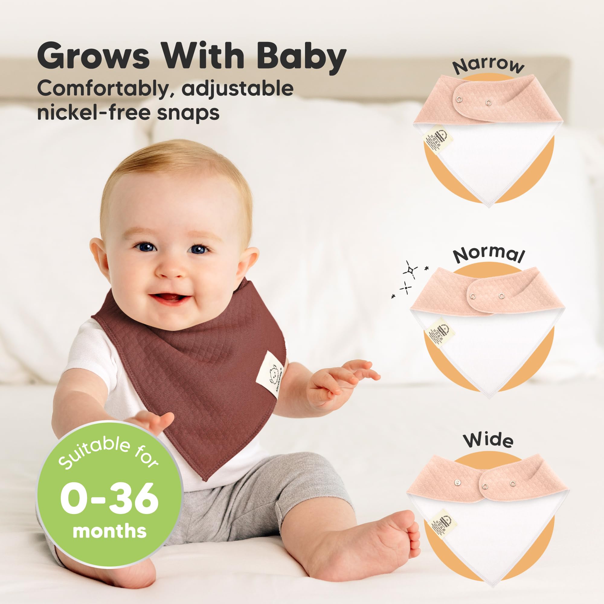 KeaBabies 8pk Organic Baby Bandana Bibs for Drooling Teething (Moor/Quin)