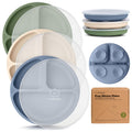 KeaBabies Suction Plates with Lids for Baby, 3-Pack, 100% Silicone (Slate)