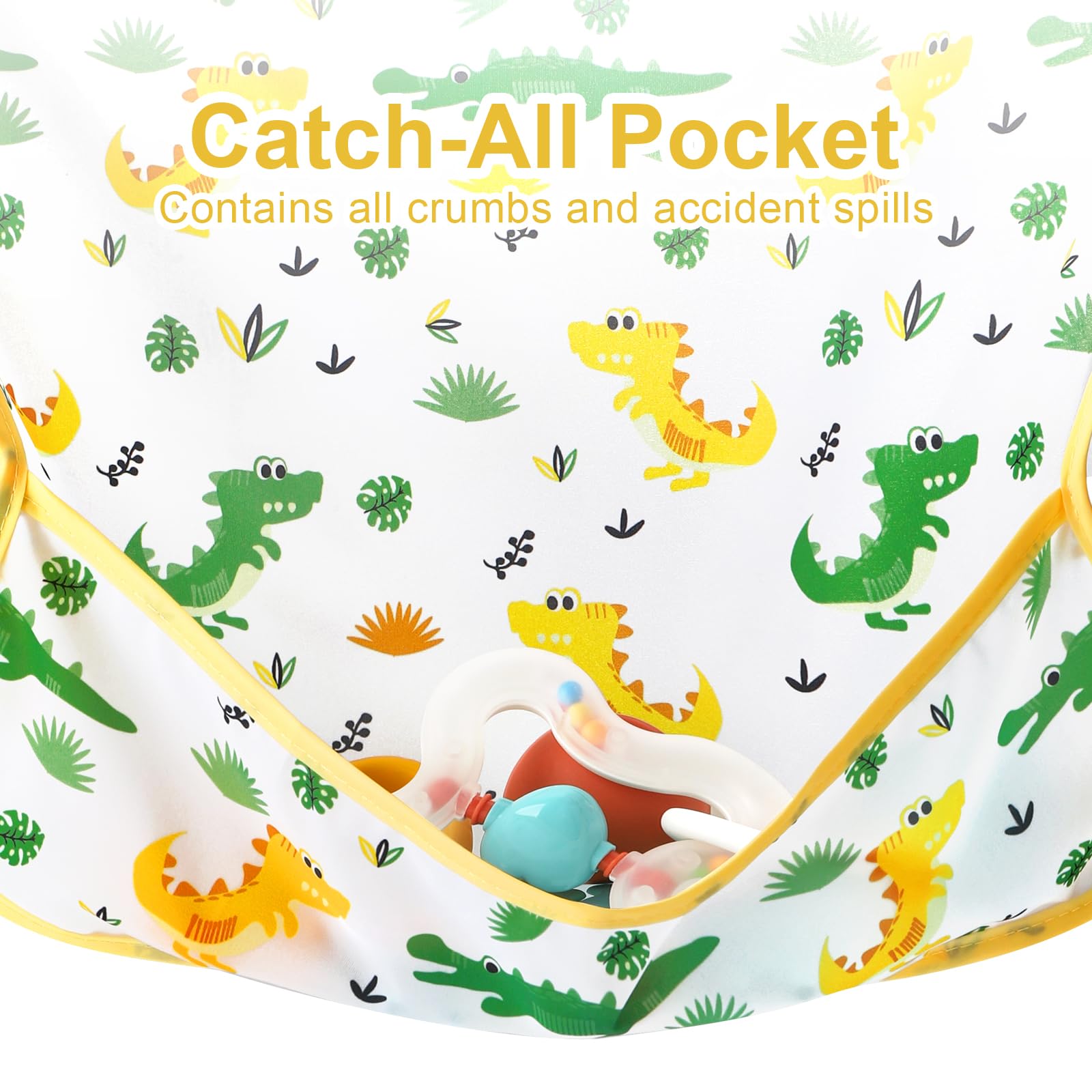 Accmor 5 Pack Long Sleeve Bibs, Baby Smock Waterproof Sleeved Bib Smock for Baby Toddler 24-36 Months