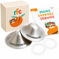 RFC Silver Nursing Cups - 999 Silver Nursing Pad - Nipple Shield Kit for Nursing Newborn - Breastfeeding Essentials - Nipple Cover Breastfeeding - with Silicone Ring & Cleaning Scotch & Case (XL)