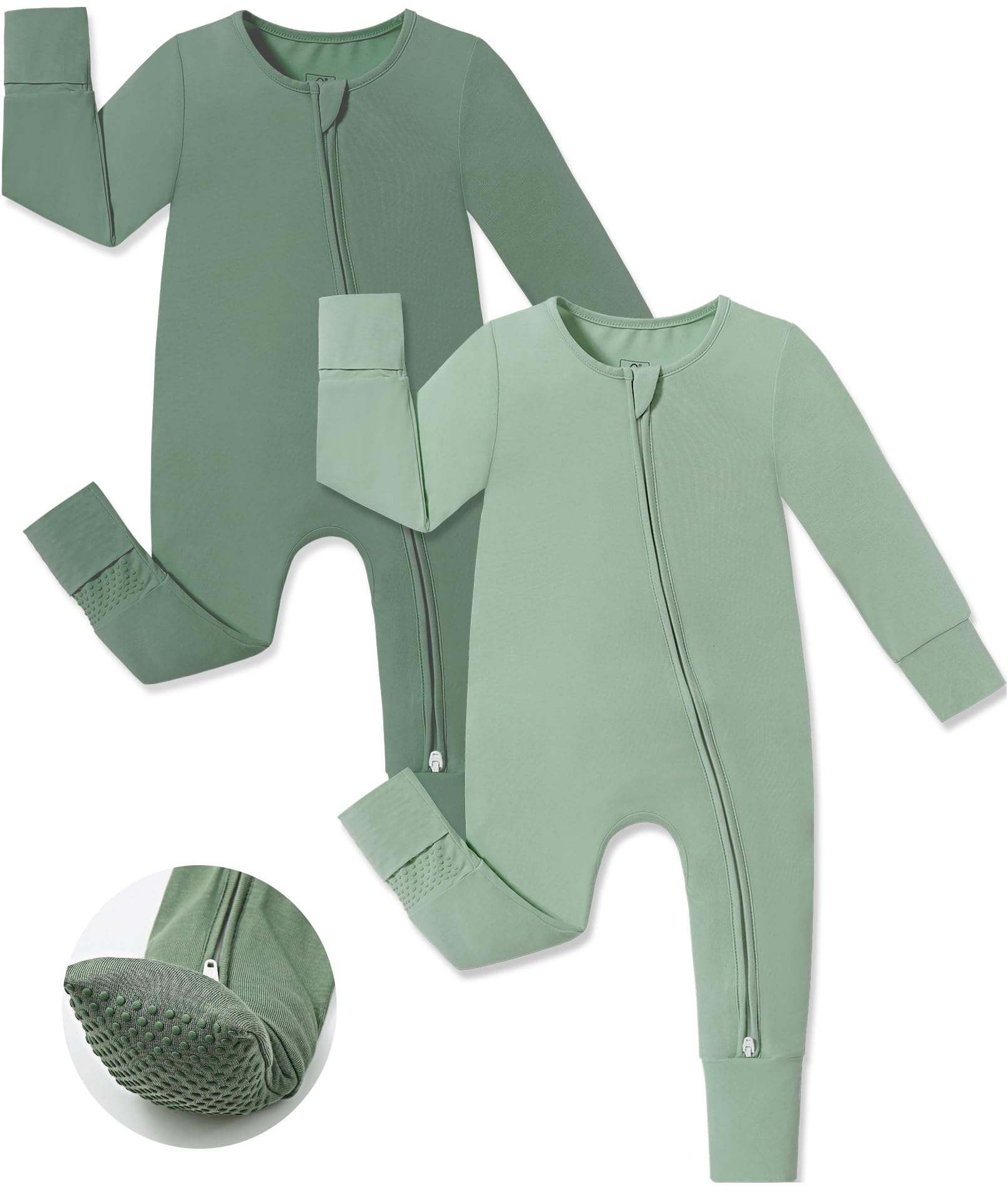 JunNeng Viscose from Bamboo Baby Boy Sleeper Pajamas with Mitts 12-18M