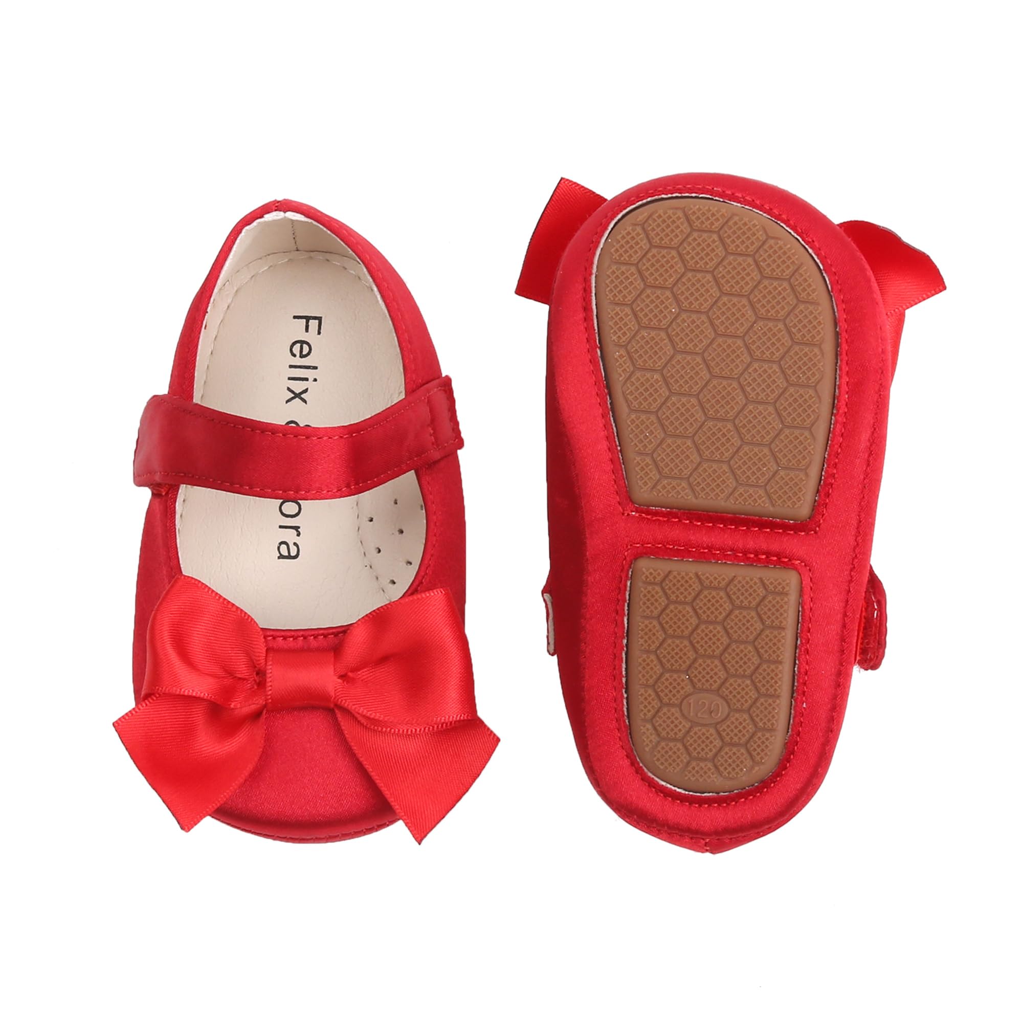 Felix & Flora Soft Sole Leather Baby Shoes - Infant Baby Walking Shoes Moccasinss Rubber Sole Crib Shoes(Red,2.5-3 Years Toddler)