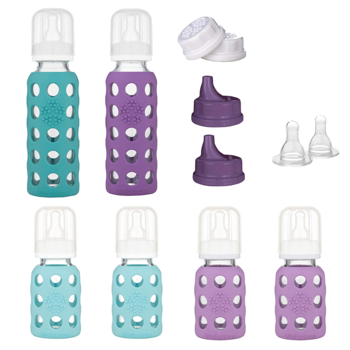 Lifefactory Glass Baby Bottle Starter Set, 4 Pk, Asst