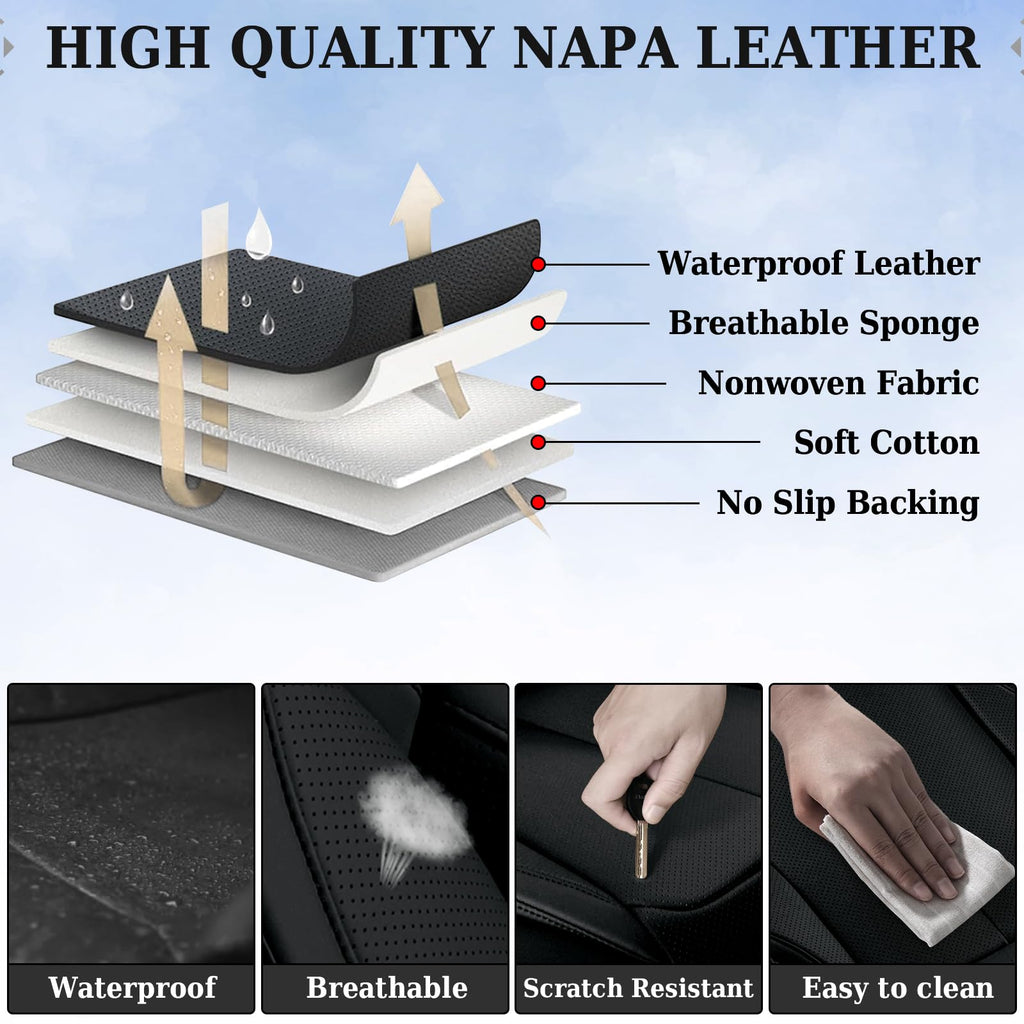 Coverado Car Seat Covers, Seat Covers for Cars, Waterproof Leather Auto Seat Protectors, Leather Car Seat Cushion, Car Interiors Accessories Universal Fit for Most Cars