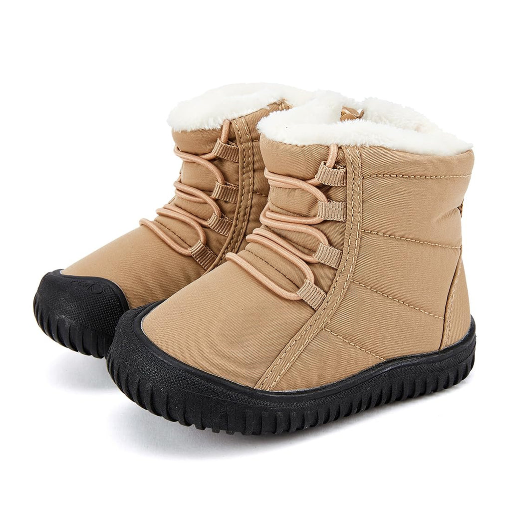 BMCiTYBM Toddler Baby Snow Boots Winter Shoes Boys Girls Cold Weather Baby Faux Fur Shoes Brown Size 8