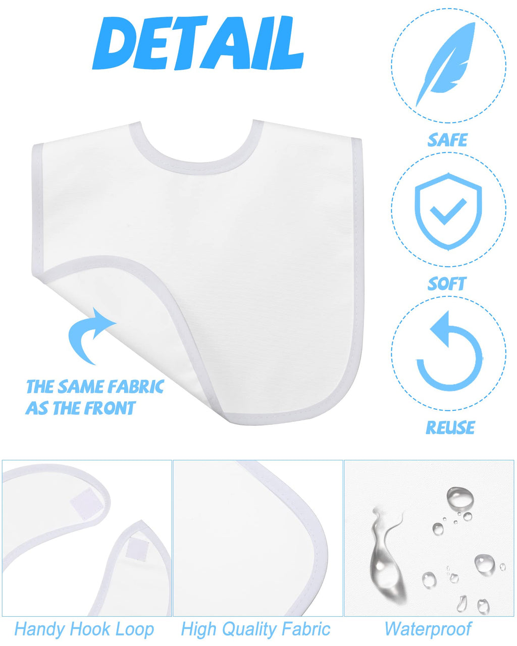 Foaincore 30 Pcs White Bibs Bulk, 2 Ply Waterproof for Baby Shower DIY
