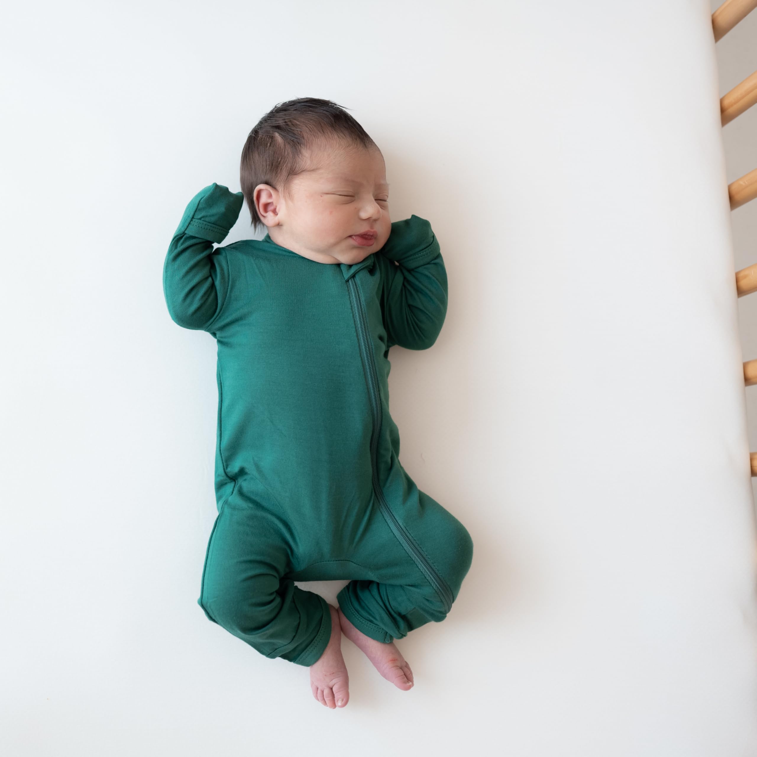 KYTE BABY Soft Bamboo Rayon Rompers, Zipper Closure, 0-24 Months (Newborn, Emerald)