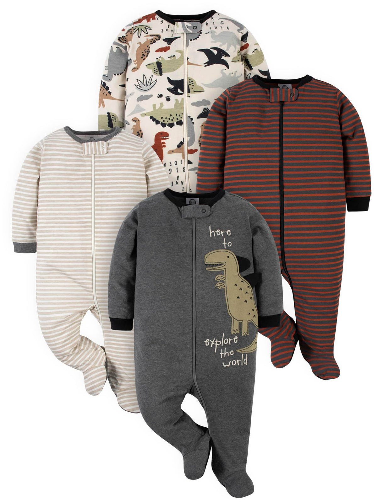 Gerber Baby Boys 4 Pack 'N Play Footie And Toddler Sleepers, Space, 6-9 Months US