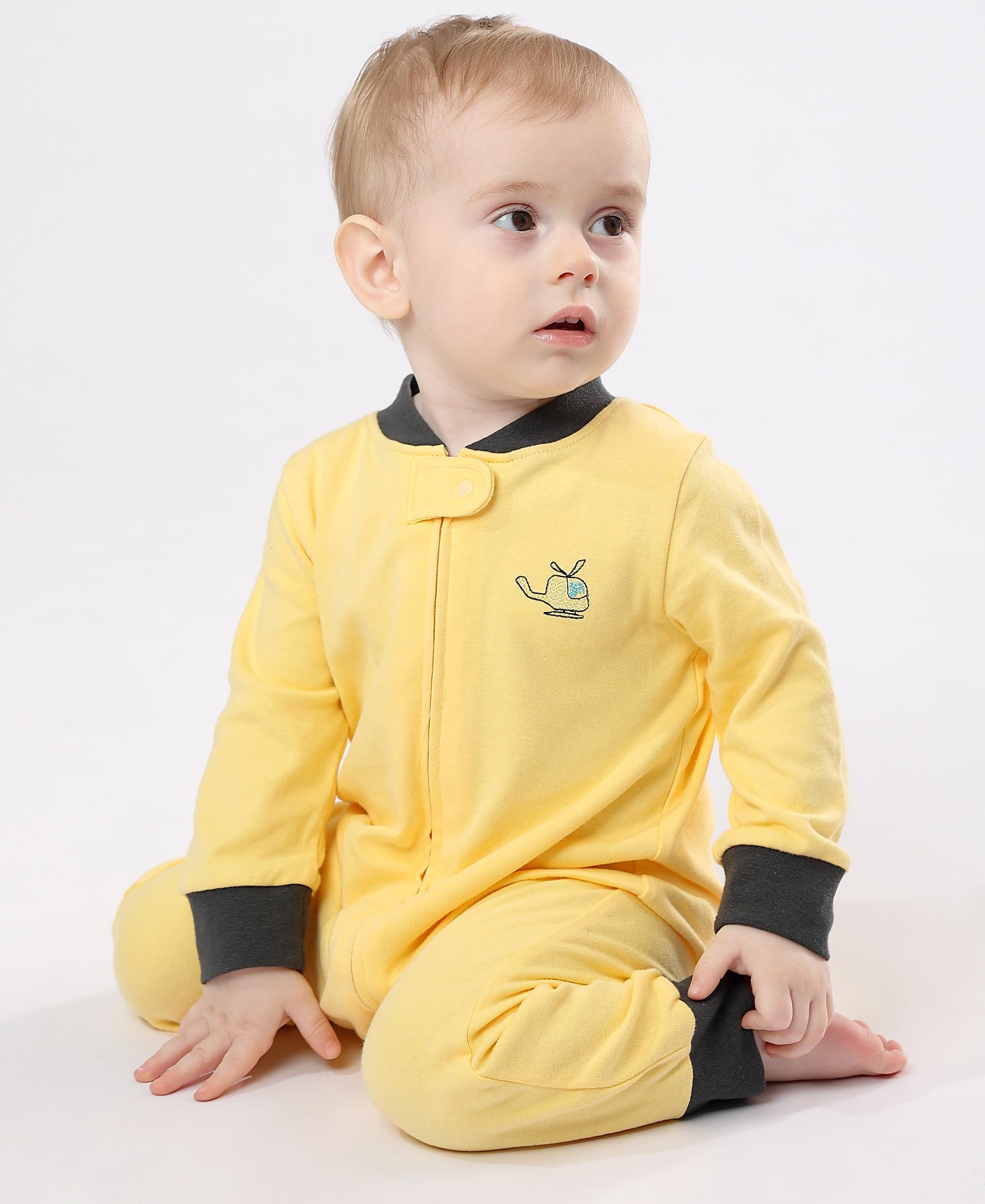 Teach Leanbh Baby 2-Pack Footless Pajamas Cotton Long Sleeve Printing 2 Way Zipper Romper Jumpsuit Sleep and Play 3-24 Months (6-12 Months, Cat)