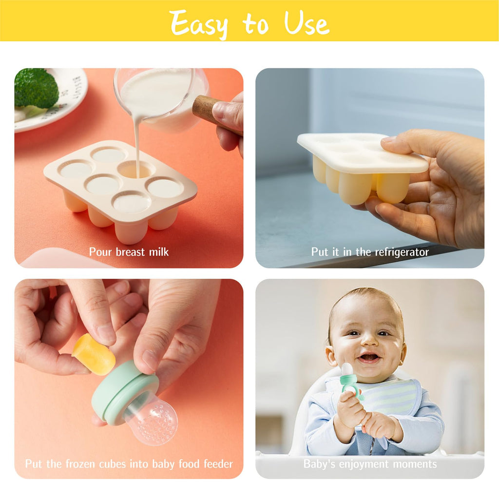 Baby Fruit Feeder with Popsicle Mold Cute Teething Toys Silicone Teethers for Babies 3-12 Months for Baby Feeding Gift (GreenB)