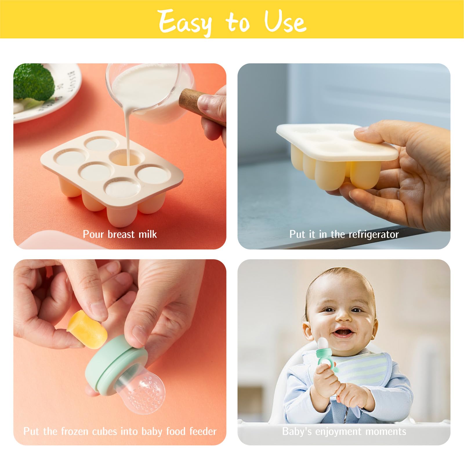 Baby Fruit Feeder with Popsicle Mold Cute Teething Toys Silicone Teethers for Babies 3-12 Months for Baby Feeding Gift (GreenB)