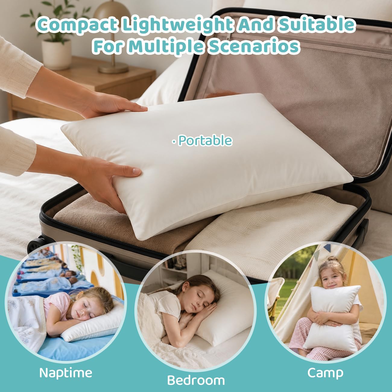 LOFE Adjustable Kids Pillow for Ages 2-4 with Organic Cotton Pillowcase