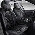 Car Seat Cover Full Set, Waterproof Leather Seat Cover,Front Auto Seat Cover, Car Seat Cushion, Full Coverage Car Seat Protector Universal Fit Most Cars (2 Seat-Headrest,Black)