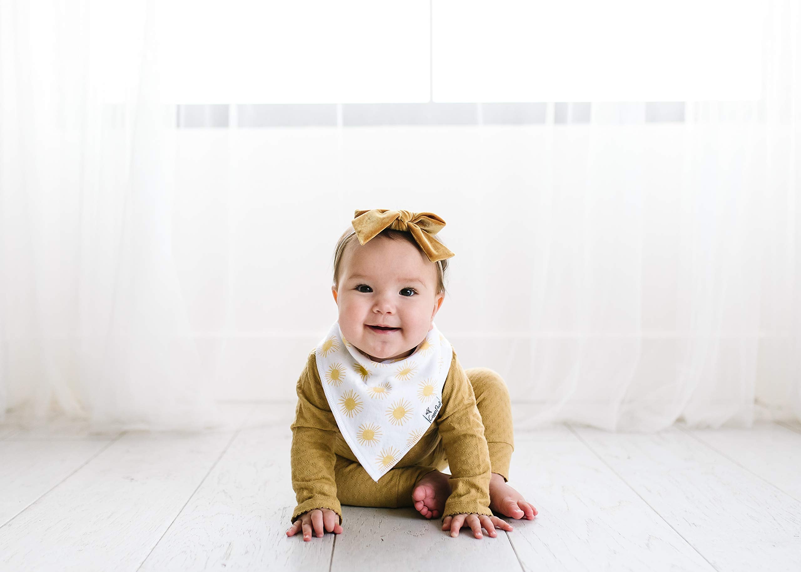 Copper Pearl Baby Bibs for Baby Boy or Girl – Bandana Drool Bibs for Teething, Absorbent Bibs for Eating, Newborn to Toddler, 6 Pack, Sunny