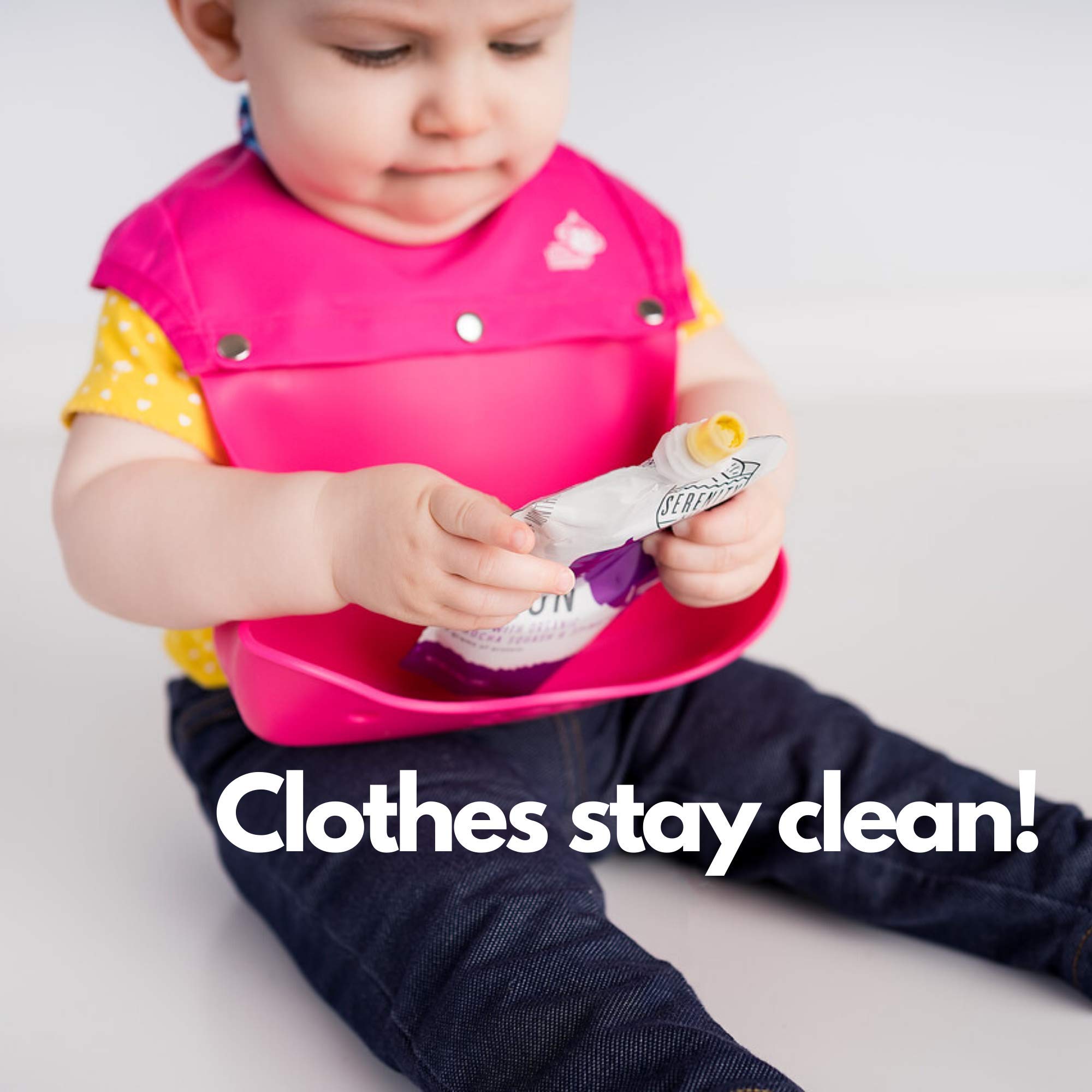 The Little Monkey Company Silicone Bibs for Babies and Toddlers - Wipes Clean in Seconds Waterproof Bib Protects from Every Mess - Made with Premium Materials