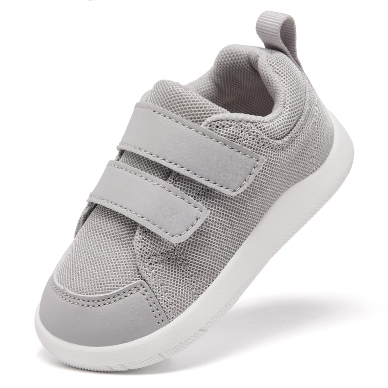 MORENDL Toddler Shoes Baby Wide Toe Box Barefoot Shoes Boy Girl Walking Shoes Non-Slip Minimalist Sneakers Comfort Zero Drop Tennis Outdoor Activities LightGrey Mesh 12-15 Months