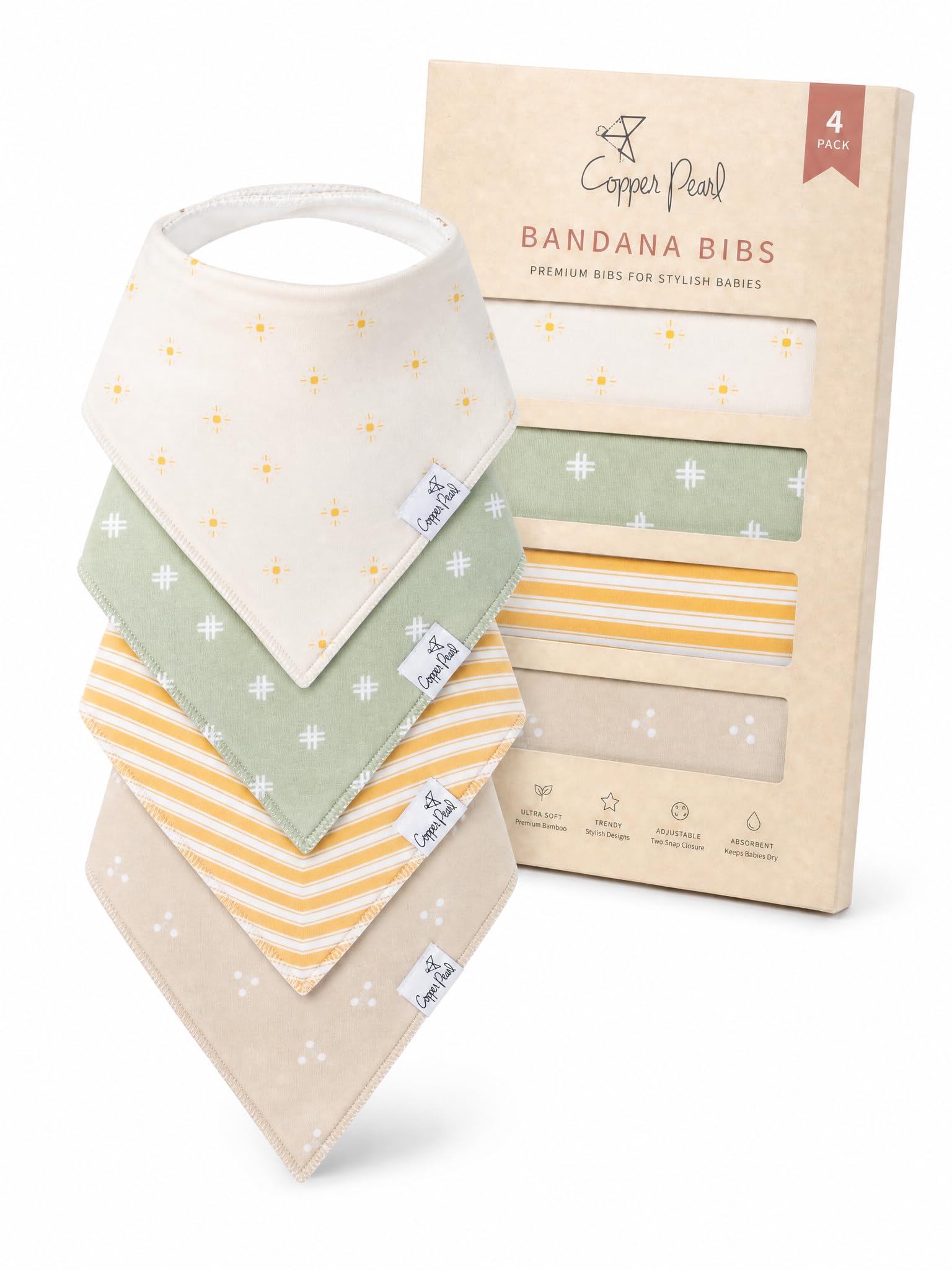 Copper Pearl Baby Bibs for Baby Boy or Girl – Bandana Drool Bibs for Teething, Absorbent Bibs for Eating, Newborn to Toddler, 4 Pack, Santa Fe