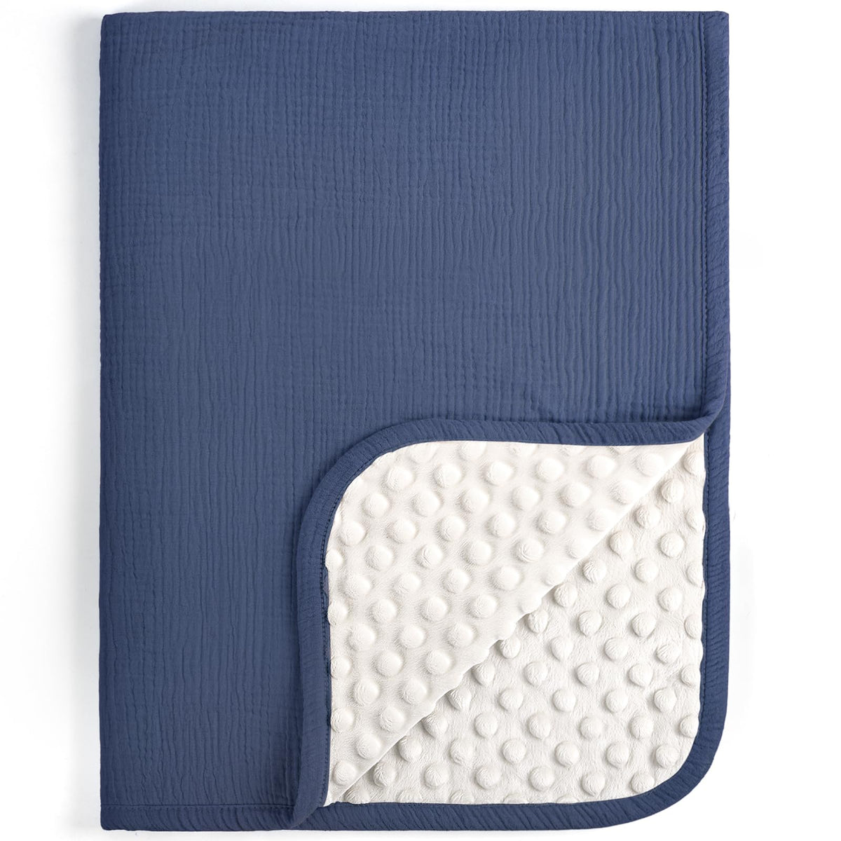 lulumoon Baby Blanket for Boys Girls: Muslin Cotton & Dotted Fleece Minky