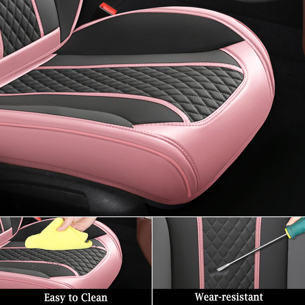 Doogo Seat Covers, Car Seat Covers, Breathable Front Seat Covers, Universal Non-Slip Seat Cushion Pink Automotive Seat Covers Accessories for SUV Sedan Truck Truck-Pink/Gary