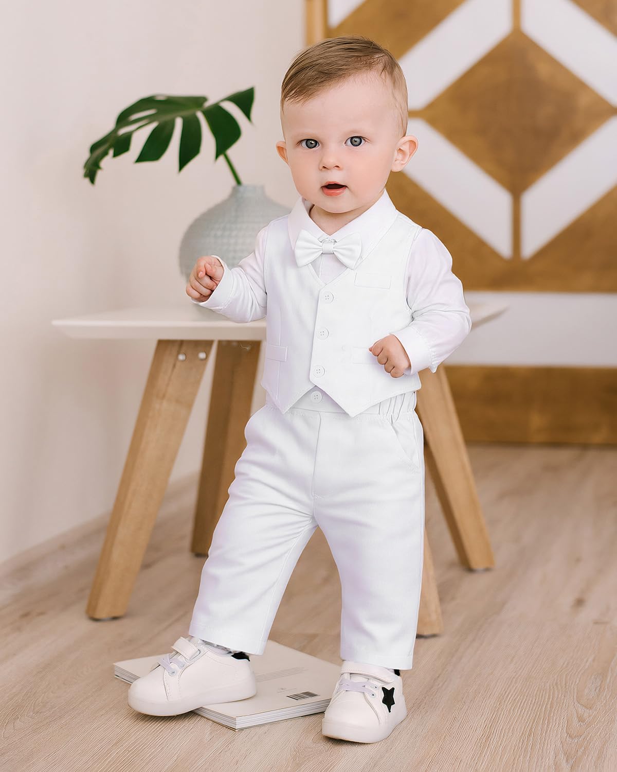 Juivesia Baby Boy Suit Set Infant Tuxedo Boys Formal Outfit Blue 0-3M