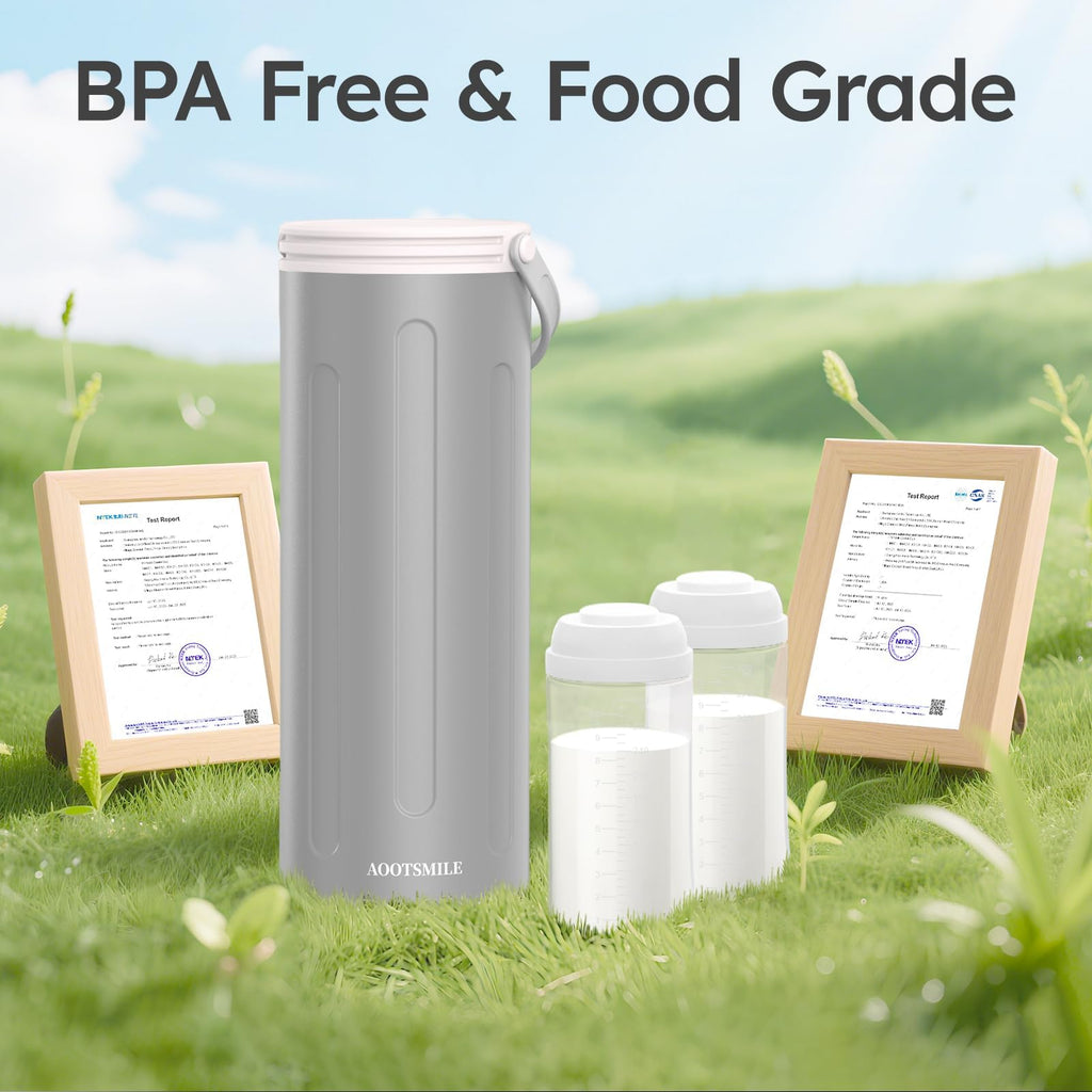 Portable Breast Milk Cooler for Travel, 22oz Large Capacity Breastmilk Chiller for Working Moms, 360° Cooling Keeps Milk Chilled 24 Hours, Includes 2 Baby Bottles, Breastfeeding Essentials