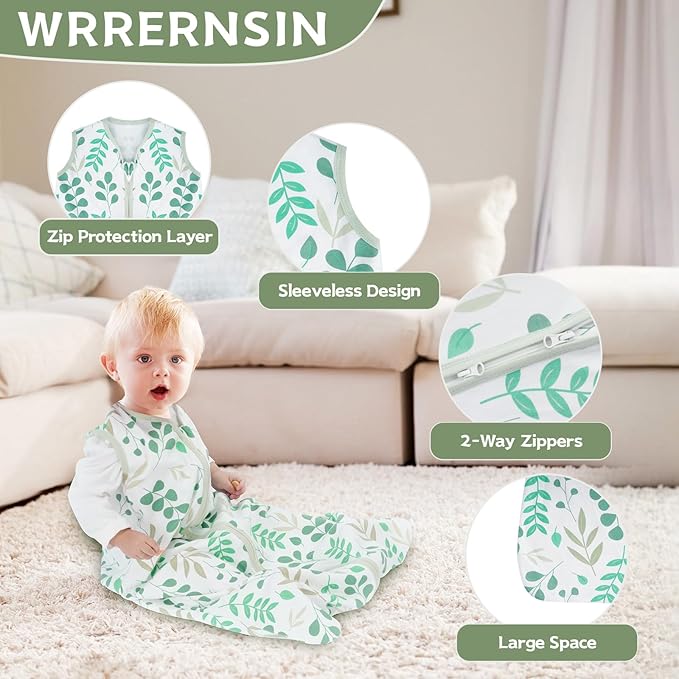 Baby Sleep Sack 6-12 Months,100% Cotton TOG 0.5 Wearable Blanket for Boys and Girls, 3 Pack 2-Way Zipper Lightweight Sleeping Bags for Toddler Newborn Infant