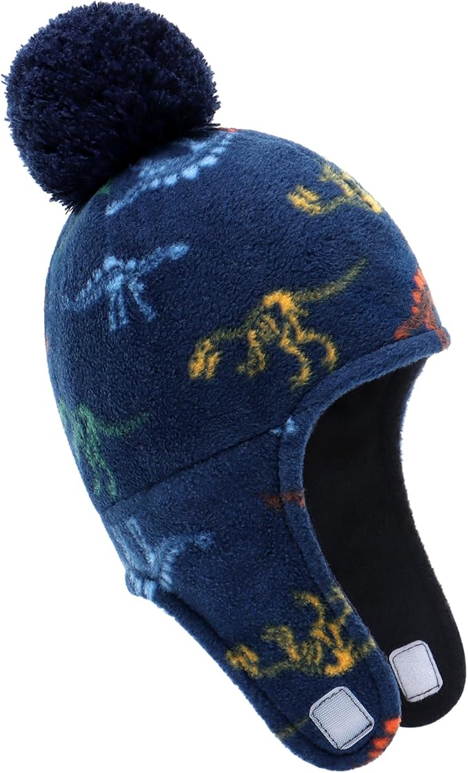Baby Beanie Hat Pom Full Hood Hat Toddler Winter Hat Fleece Earflap Cap for 6M-4T Boys Girls Winter